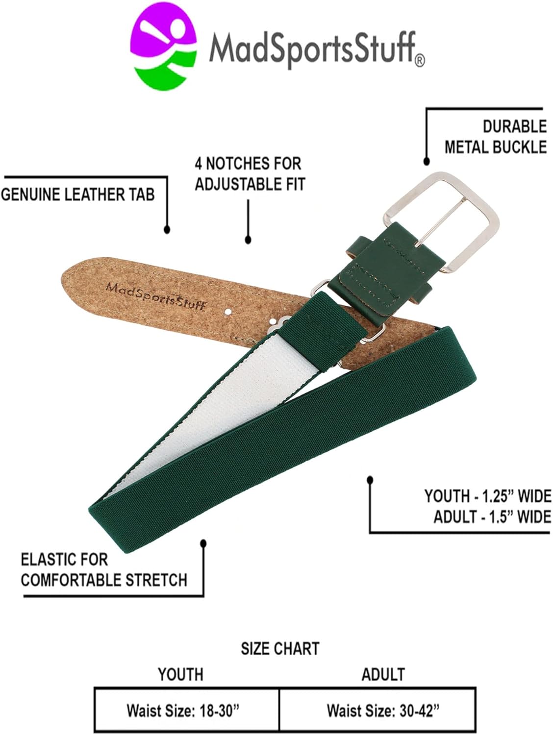 MadSportsStuff Softball or Baseball Socks and Belt Combo - Youth and Adult Sizes Boys and Girls Men and Women - Image 7