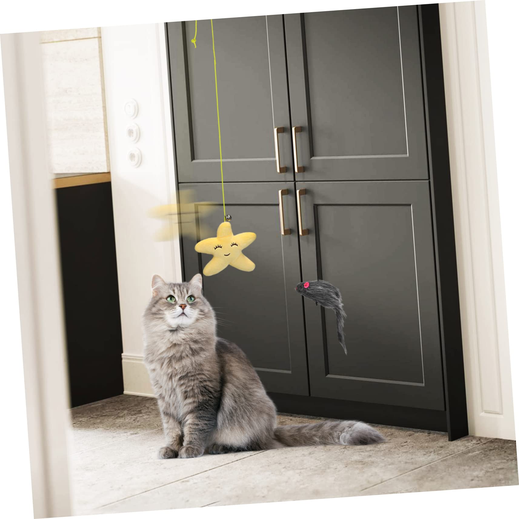 PRETYZOOM STK Hängendes Spielzeug Für Katzen Katze Hängendes Spielzeug Seilspielzeug Für Katzen Katzenspielzeug Tür Interaktives Katzenspielzeug Plüsch Wird Sich Bewegen Katzenseil