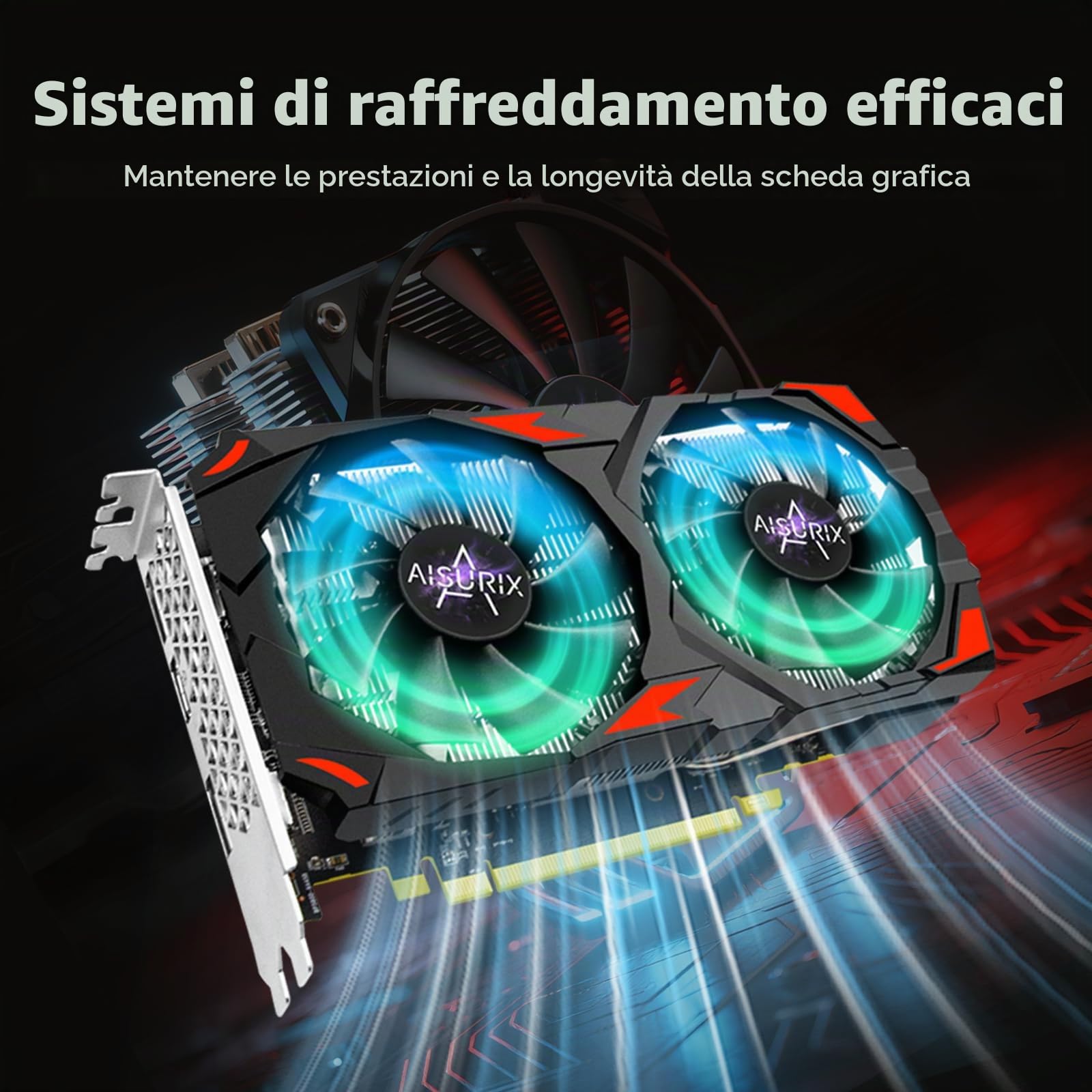AISURIX Scheda grafica RX 590, reale 8GB, GDDR5, 256 bit, RX 580 2304SP Scheda video da gioco per PC, 2XDP, HDMI, PCI Express 3.0 con ventole congelate, scheda grafica per PC da gioco