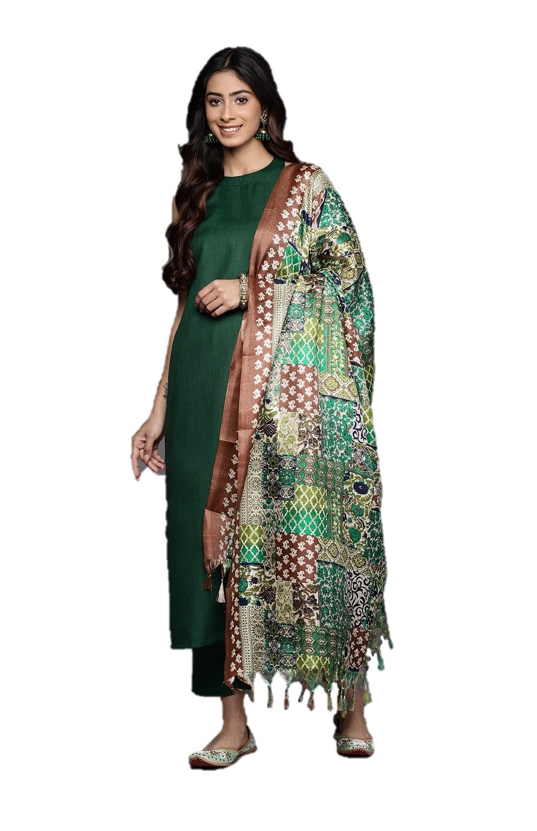 HSD Zestaw kurti dla kobiet w stylu indyjskim z dupatta indyjska odzież imprezowa zestaw kurta dla kobiet ze spodniami