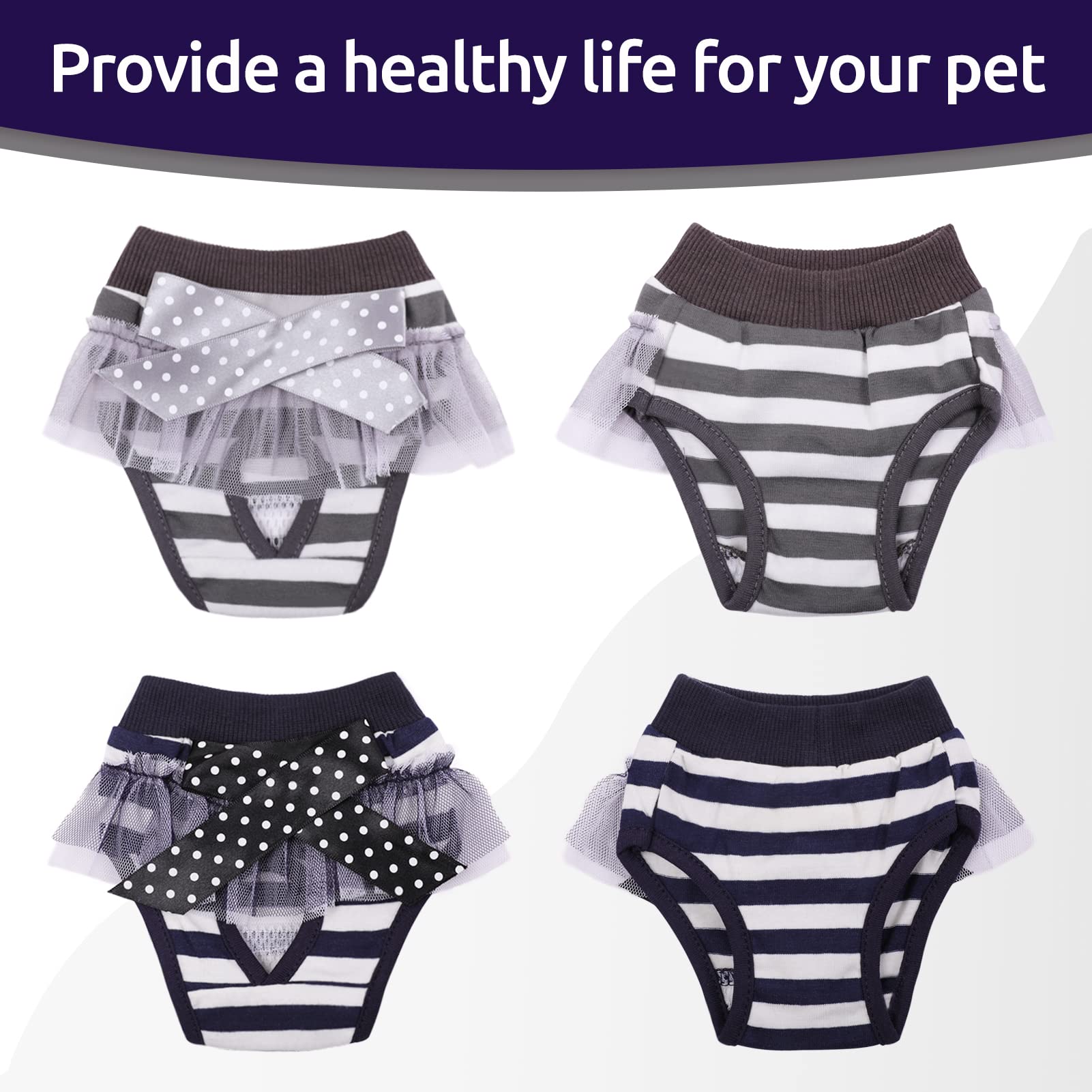 Amazon.com : Preferhouse Dog Diapers Pants 2 PCS Pet Diapers Female Puppy  Kitten Washable Reusable Panties Cotton Briefs for Small Dog Cat, Black S :  Pet Supplies
