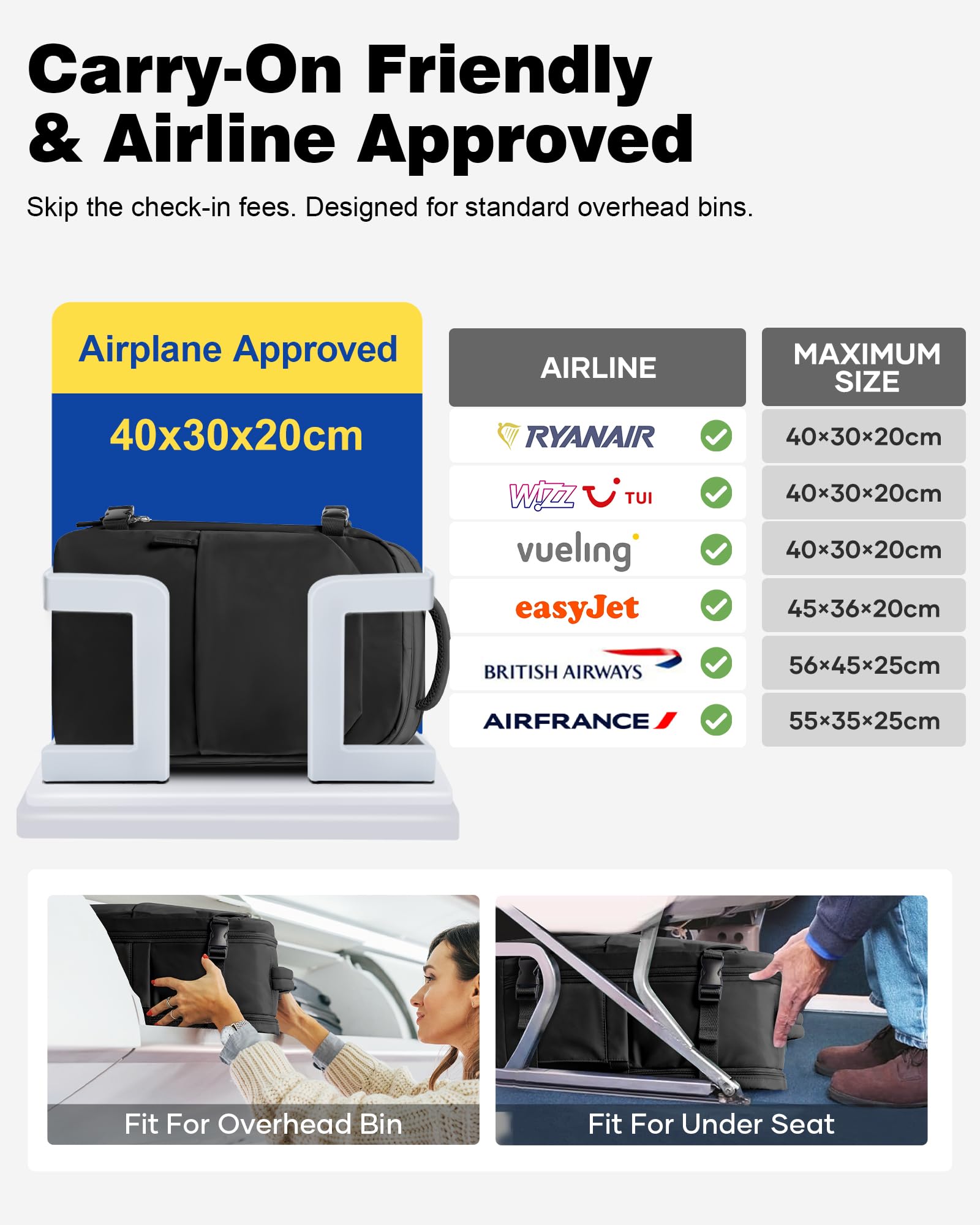 Mochila de Vacío con Bomba Eléctrica, Mochila Viaje Cabina Avion 40x30x20 Ryanair con Bolsas Vacio,Mochilas Portatil Cabina Avion Impermeable Travel Backpack