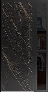 VDOMDOORS Front Exterior Prehung Steel Door/Dekton 0118 Natural Noir/Side Exterior Window Sidelite/Entry Metal Modern Painted W36+16" x H96 Left Hand Inswing