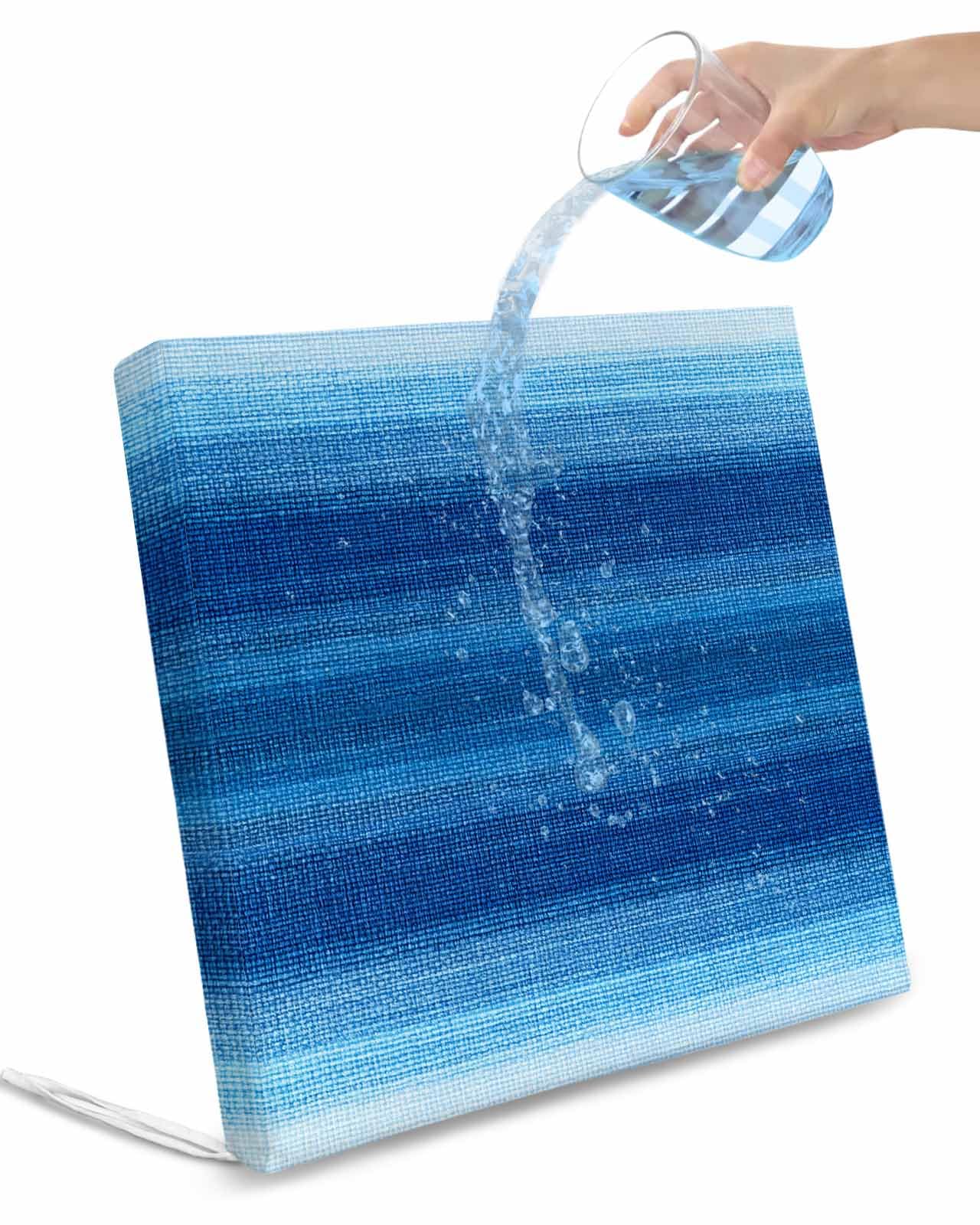 2 Pack Blue Ombre Stripes Waterproof Cushion Covers with Ties, Outdoor Patio Chaise Lounge Chair Seat Cushion Slip Covers Replacement(Only Cover) Modern Gradient Abstract Texture 22