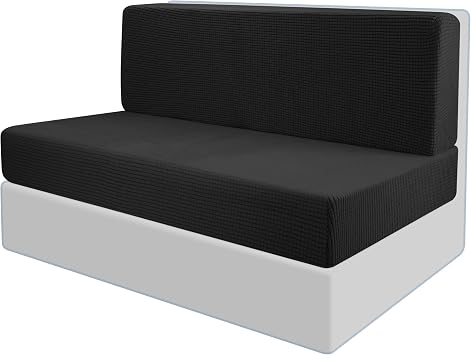 Tlswshsy RV Dinette Cushion Covers-Stretchable Loveseat Sofa Furniture Protector -Elastic Camper Cushion Slipcoversfor RV Camper Car Bench Black