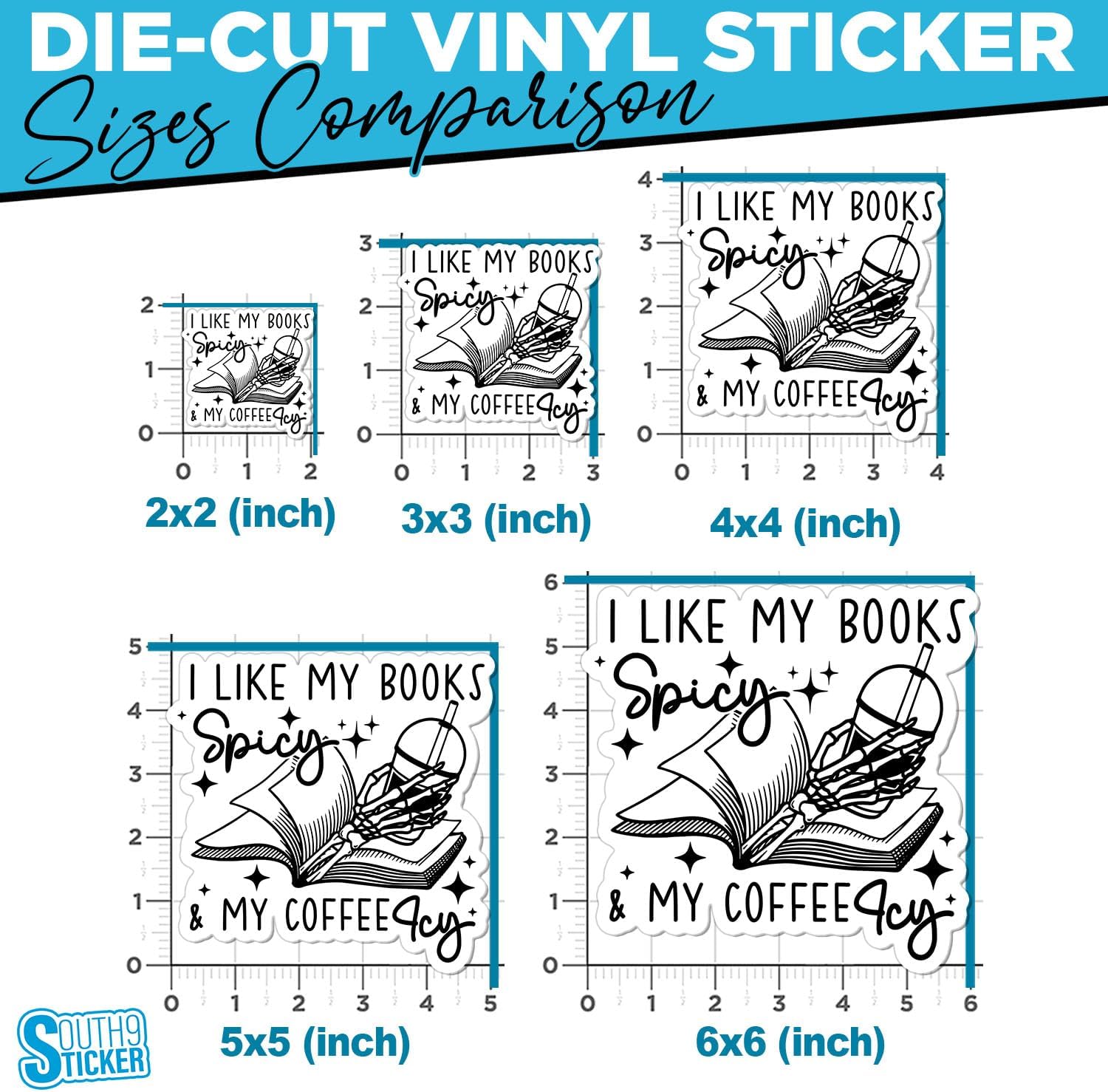 (3Pcs) I Like My Books Spicy and My Coffee ICY Sticker Funny Skeleton Book Lover Iced Coffee Bookish Reader 2" Waterproof Die-Cut Vinyl Sticker for Laptop Kindle Sticker Decal Gifts for Her 2 Inches image 3 of 6 B0CJV7YL78