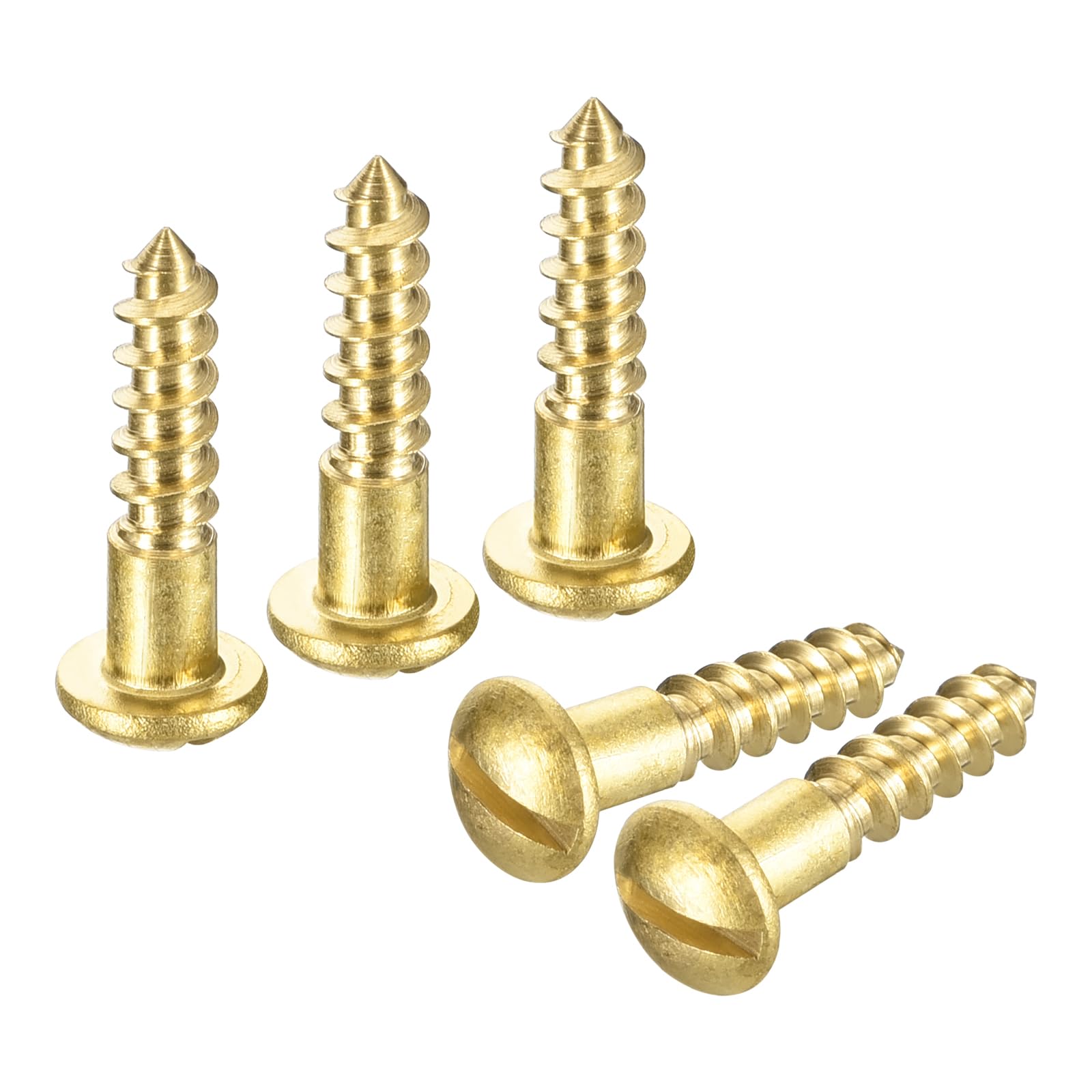 QUARKZMAN Houten schroeven, M3,5 x 16 mm, ronde kop, geribbeld, van messing, zelftappende schroef voor houtbewerking, 40 stuks