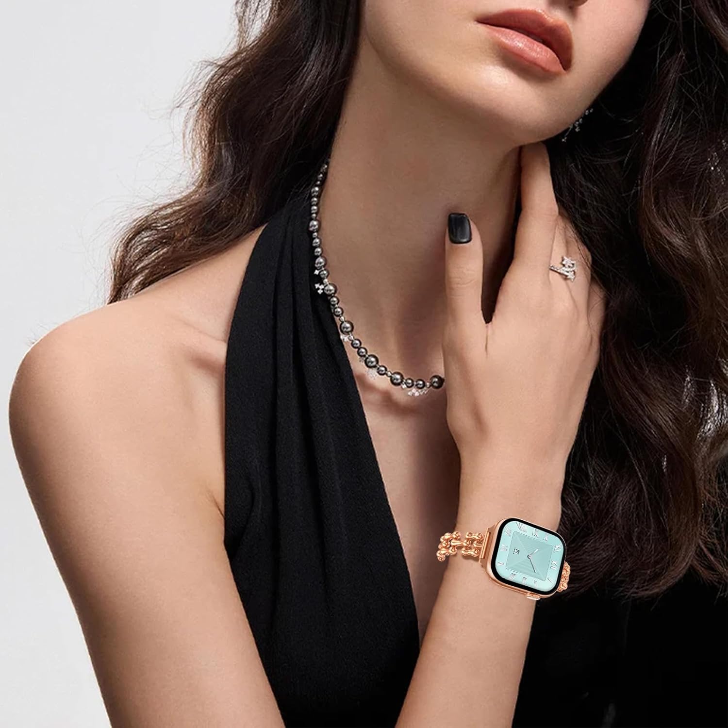 NewWays for Apple Watch Band 38mm 40mm 41mm 42mm 44mm 45mm 46mm 49mm for iWatch Series 11 10 9 8 7 6 5 4 3 2 1 SE Ultra, Slim Designer Stainless Steel Chain Link Bracelet Women Dressy for iWatch Band