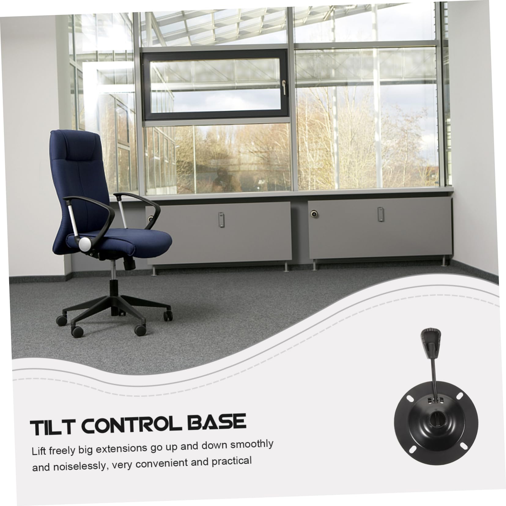 SHINEOFI Base Giratoria de Silla de Escritorio Negra de Hierro, 3 Piezas | Placa Redonda, Control de Inclinación, Pieza de Repuesto para Silla Giratoria