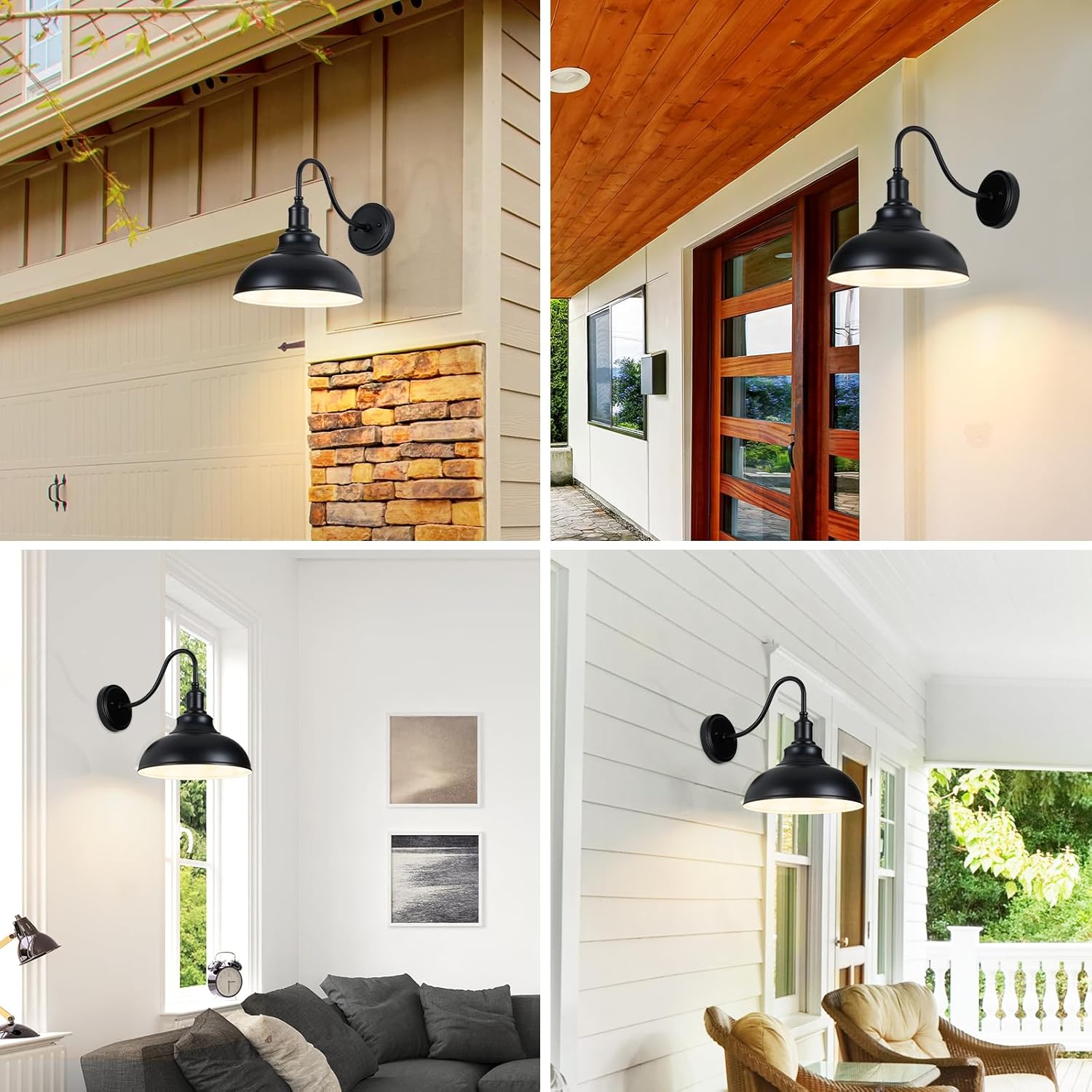 2 Pack Outdoor Wall Lights 12 inch Exterior Barn Wall Sconce Fixture Wall Mount Lantern Waterproof Black Wall Lamps Lumiere Outside Porch Lights House Garage Doorway Patio Front Door Entryway