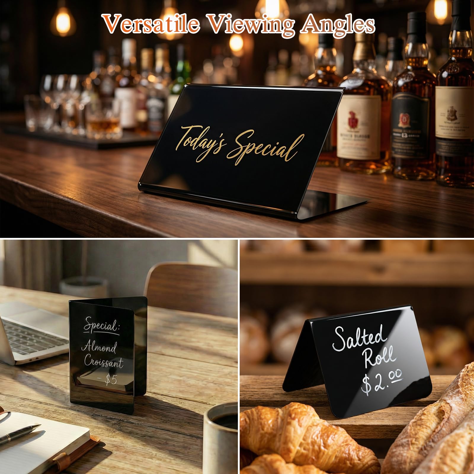 Woobroo 25 Pcs Mini Chalkboard Signs - V-Shaped Table Reservation Signs for Party, Caf, Restaurant (Black) - Image 4