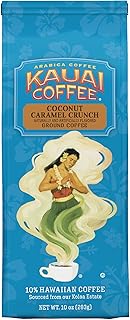 Kauai Hawaiian Ground Coffee, Coconut Caramel Crunch Flavor (10 oz Bag) - 100% Premium Gourmet Arabica Coffee from Hawaii'...