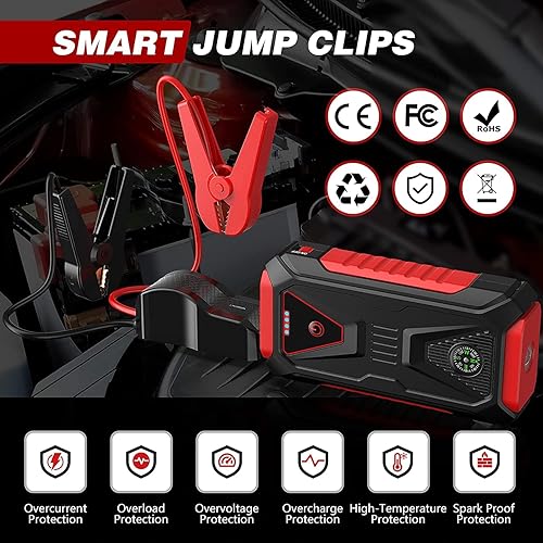 Miniatura 2 de Arrancador de batería de auto Wisewatt - Arrancador de batería de automóvil, caja de 2000 A (7.5 L de gas6.0 L diésel), cargador de batería de