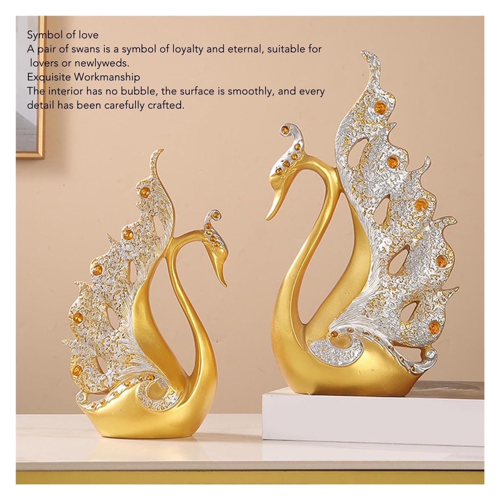 Regalos de inauguración Pareja Cisne estatuilla decoración de Escritorio esculturas Resina estatuas Adornos Arte Moderno Decoración única