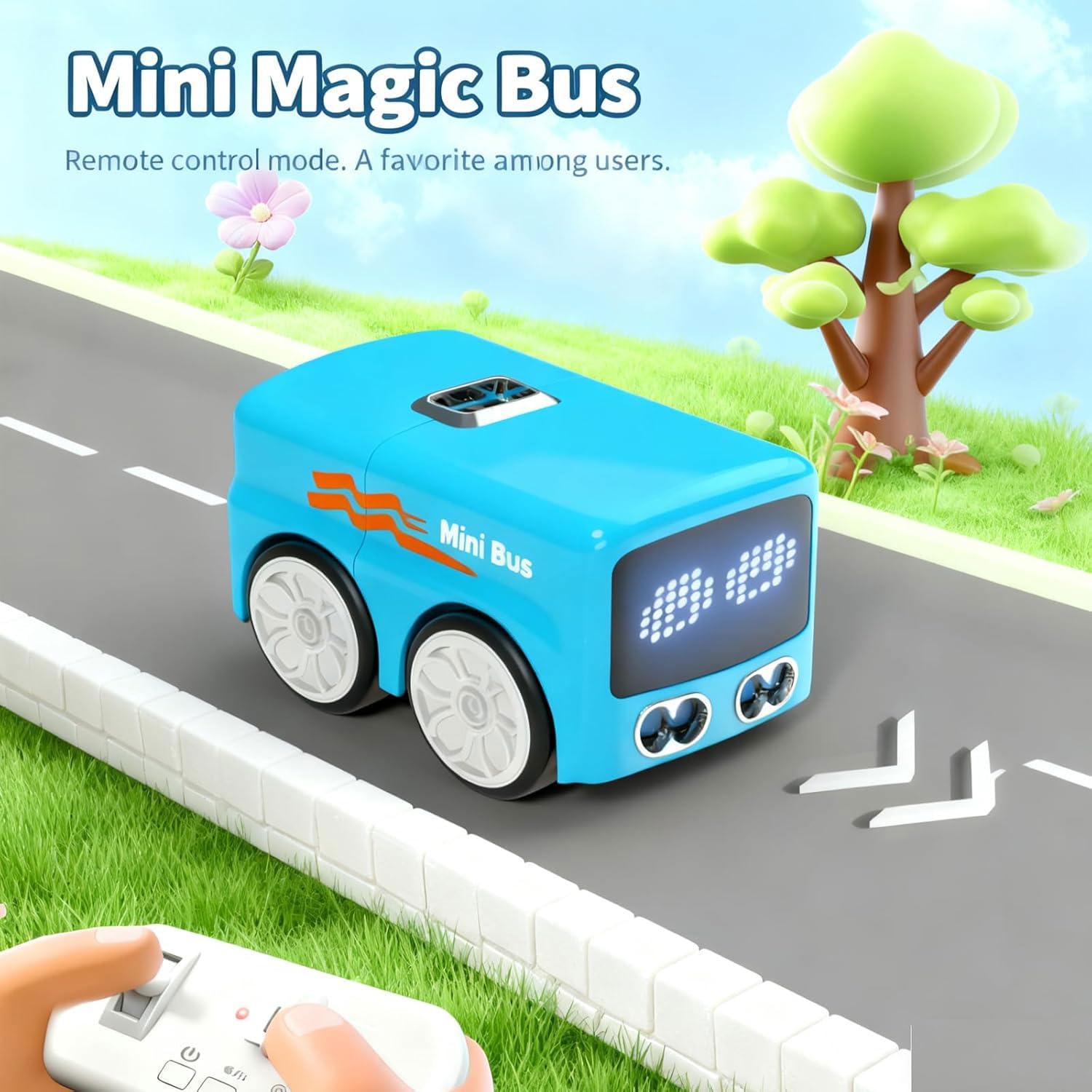 GUSHE Magic Mini Bus Spielzeug, RC-gesteuert mit Auto-Ausdrücken und 4 Spielmodi, Intelligentes Ferngesteuertes Auto mit Sensor, Automatische Vermeidung Patrouille Linie Fahren Spielzeug Auto (Weiß)