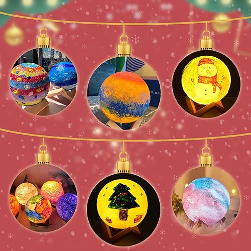 Miniatura 7 de Pinta tu propia lámpara de luna, luz nocturna 3D, con soporte, pinturas y pinceles, manualidades de arte para que los niños pinten, aprendizaje