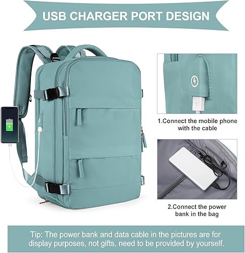 Miniatura 4 de coowoz Mochila de viaje grande para mujeres y hombres, mochila de mano aprobada por vuelo, mochila de senderismo impermeable para deportes al aire