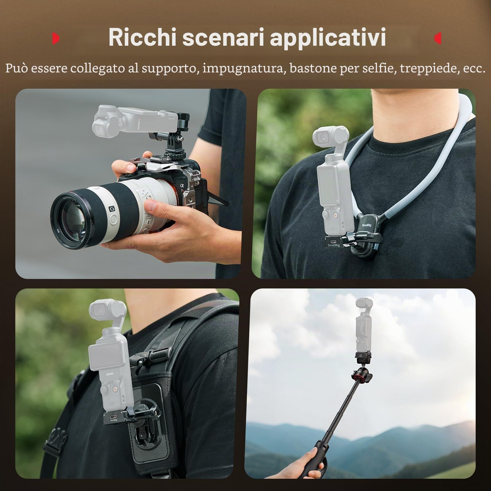 SMALLRIG Base di Ricarica per DJI Osmo Pocket 3/4/4P, Dock di Ricarica da Tavolo di Tipo C con Foro per Vite da 1/4" e Supporto Pieghevole a Due Artigli per Treppiedi/Bastoni per Selfie, 5376