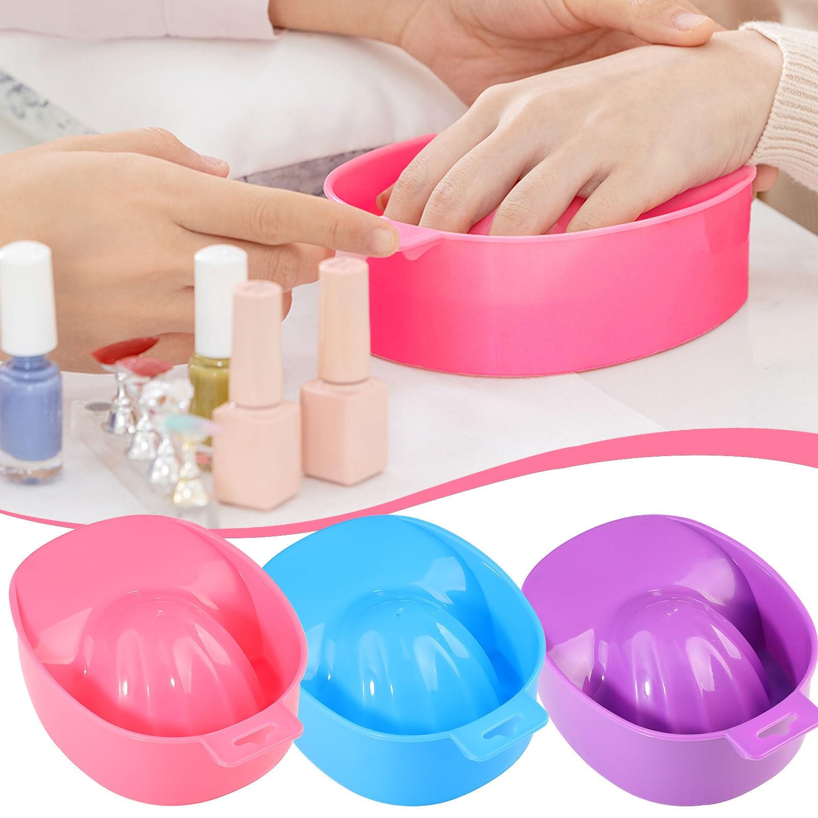 Cuenco Para Remojo De UñAs Removedor de lavado de manos for decoración de uñas, recipiente for remojo, suministros de uñas acrílicas, herramientas de manicura for tratamiento(Blue)