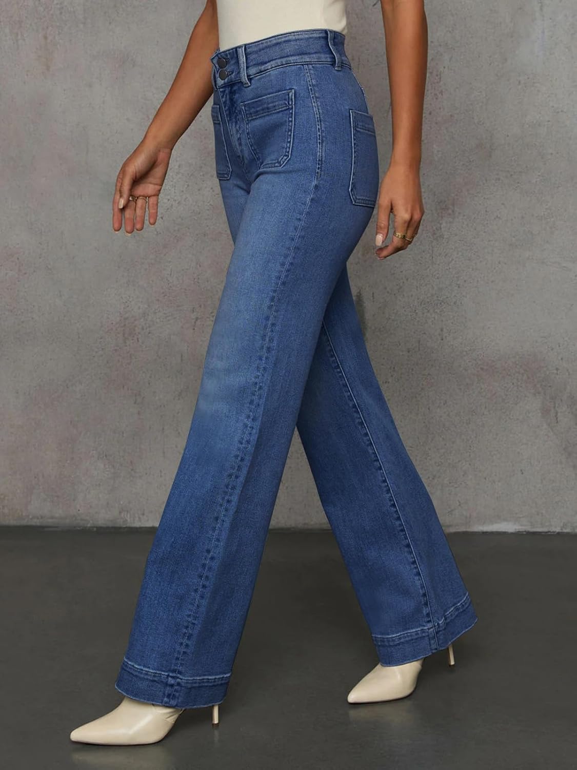 KUNMI Jeans for Women Wide Leg Baggy High Waist Boyfriends Straight Leg Stretchy Denim Pants Trendy Fall 2025 - Image 4