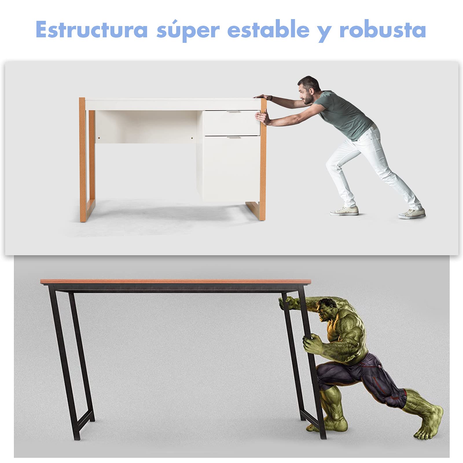 COSTWAY Escritorio para Ordenador, Mesa de Trabajo con Armario y Cajón, Diseño Simple y Elegante, Panel Espeso, Estructura Resistente, Escritorio con Superficie Lisa Casa y Oficina