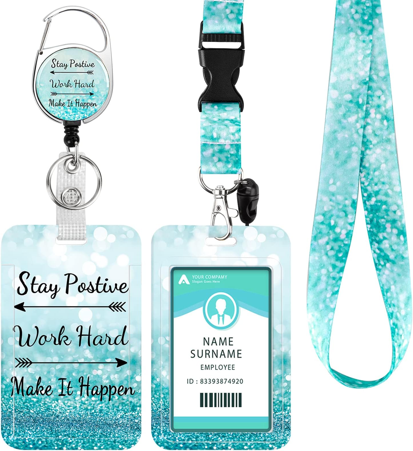 ID Badge Holder with Lanyard,Retractable Badge Reel Clip Lanyard ID Card Holders Name Tags for Teacher,Nurse,Student