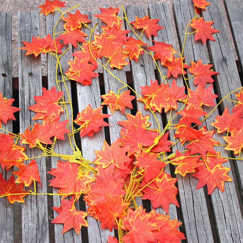 2.4m Foglia D'acero Rosso Ghirlanda Di Vite Decorazione Autunno Ringraziamento Decorazione Autunnale Allaperto Vite Appesa Foglia Dacero Artificiale