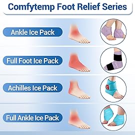 Comfytemp Large Ankle Foot Ice Pack Wrap for Plantar Fasciitis Relief, FSA Eligible HSA, Feet Brace for Sprained Ankle, Heel Spur, Swelling, Tendonitis, Pain, Hot & Cold Therapy, 1 Pack (Purple)
