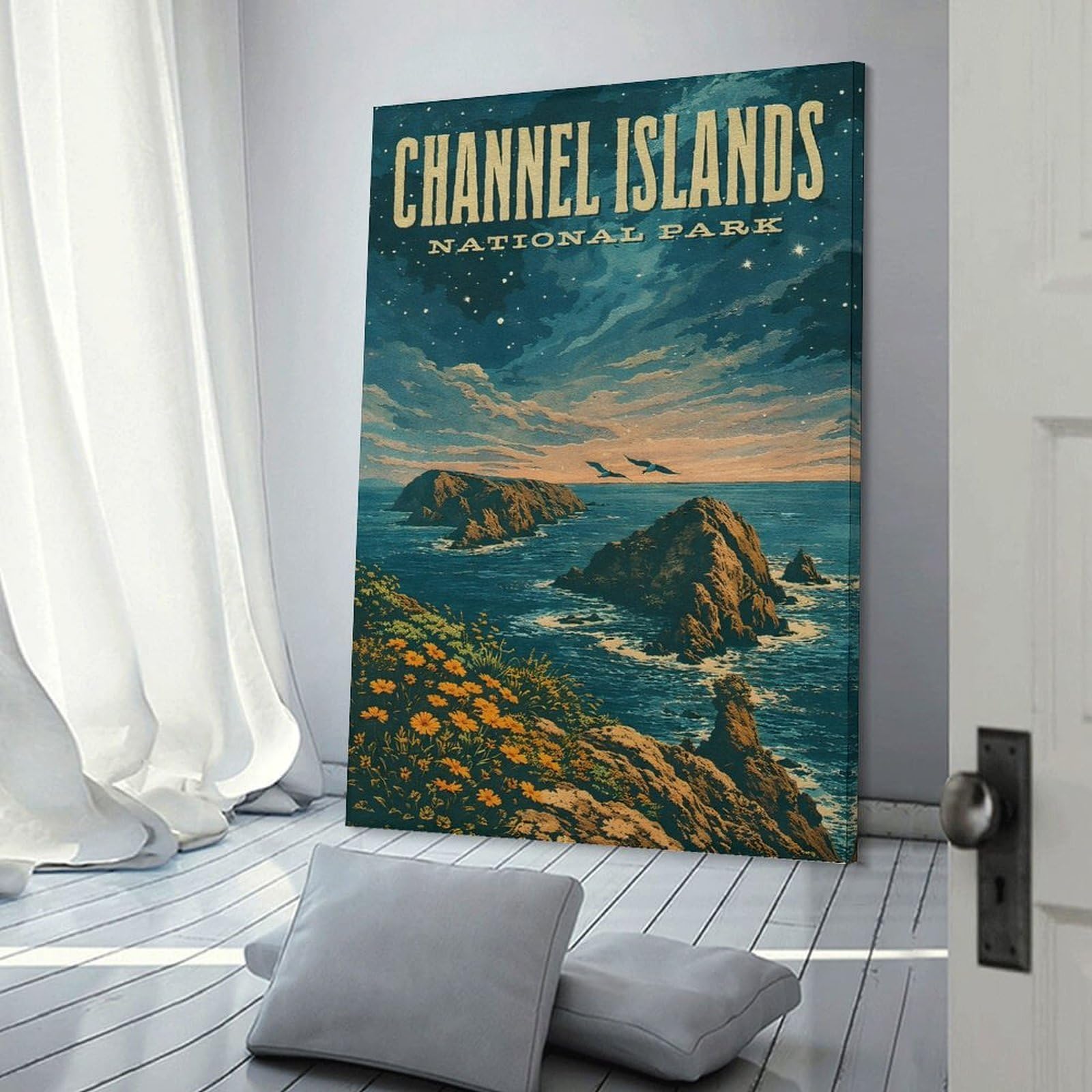 Junmoney Channel Islands National Park Vintage Home Decor Wall Art 16x24inch(40x60cm), for Restful Interiors, Bedrooms Or Small Rooms, Decorative Wall Art for Cosy Rooms