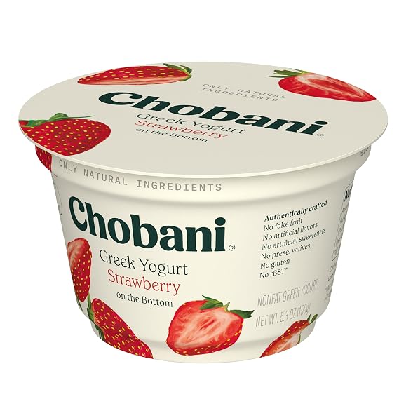 Chobani Non-Fat Greek Yogurt Strawberry on the Bottom 5.3oz