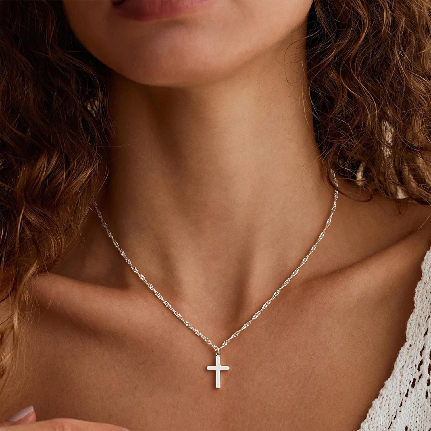 Dainty Cross Necklace for Women,14K Gold Silver Plated Pendant Choker Necklace for Women Trendy Non Tarnish Small Cross Chain Birthday Faith Gold Jewelry for Women Gifts