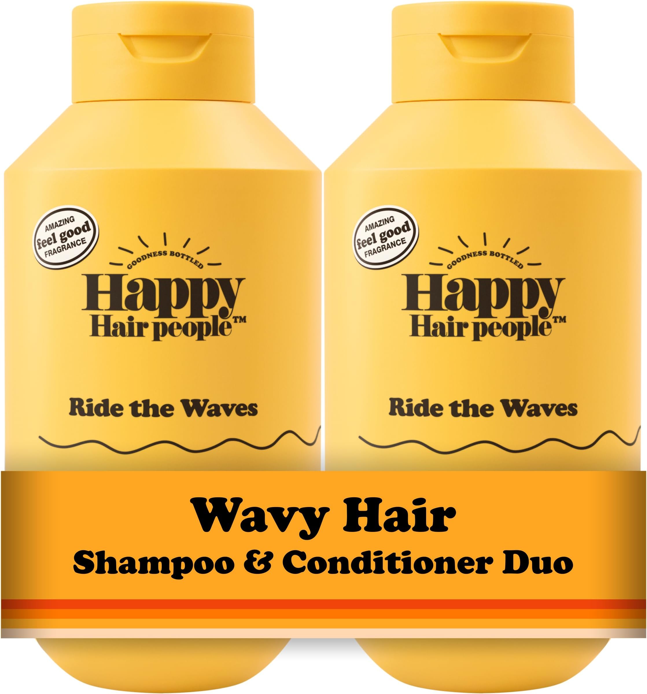 Ride the Waves Shampoo & Conditioner Set (2 x 355ml) for Hydrating Wavy Hair, Wave Enhancing, Frizz Control - Vegan, Sulphate-Free - Mood-Boosting Orange Fragrance