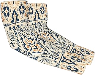 Abstract Flower Texture UV Sun Protection Arm Sleeves, Ethnic Doodle Gardening Sleeves with Thumb Hole Farm Cooling Arm Sleeves for Women Men