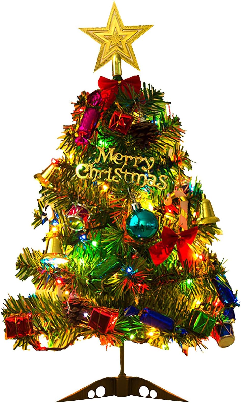 With Led Lighting Christmas Tree Color Tree Artificial Tree Christmas Mini Christmas Pines Illuminated Desktop Home Decor Create Ornament (#1-red, One Size)