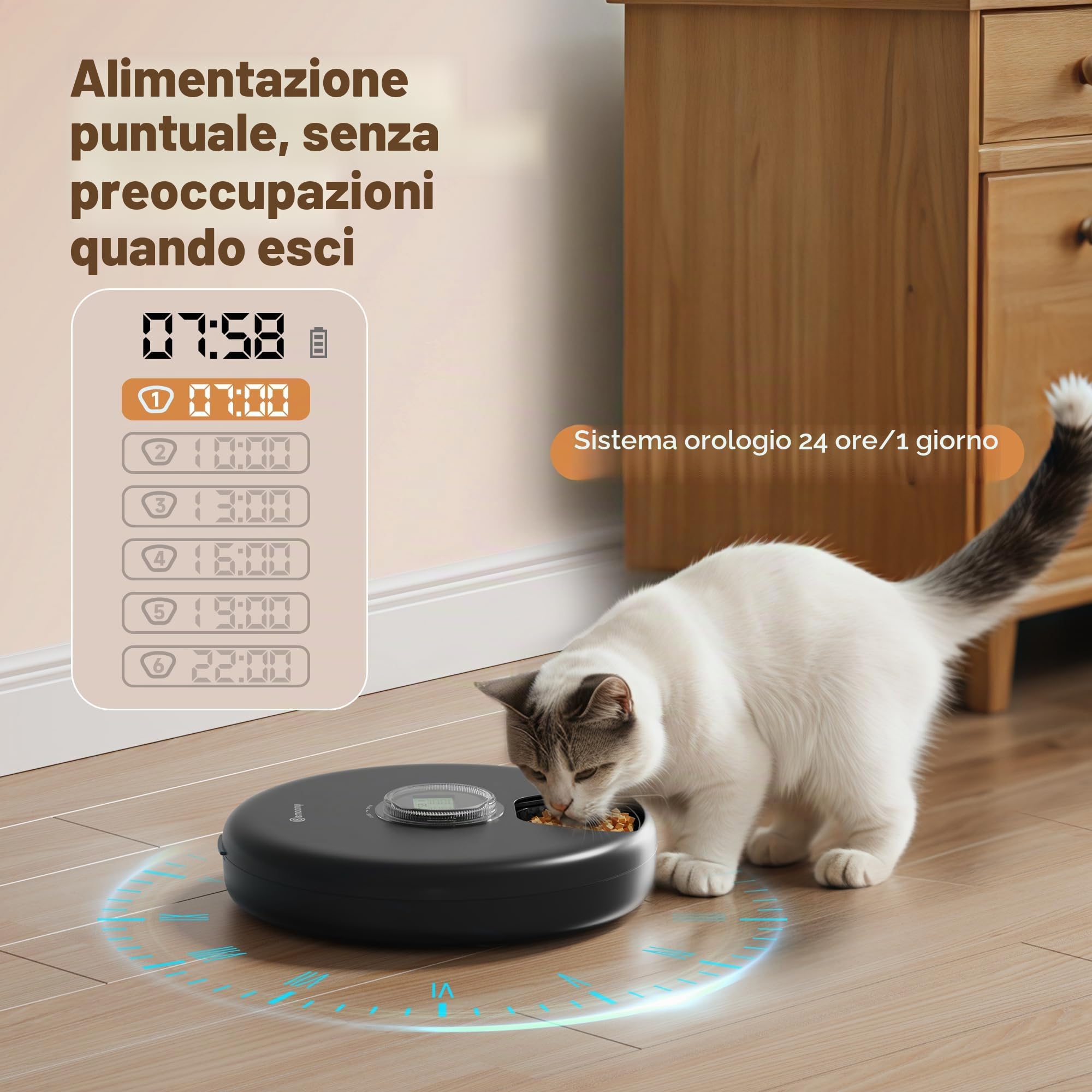 Distributore Automatico Cibo Gatti Umido: Dispenser Crocchette Gatto Timer - Dispenser Cibo Gatti senza Fili - Mangiatoia Cani Batteria - Dosatore Programmabile - Erogatore Cibo Animali Refrigerante