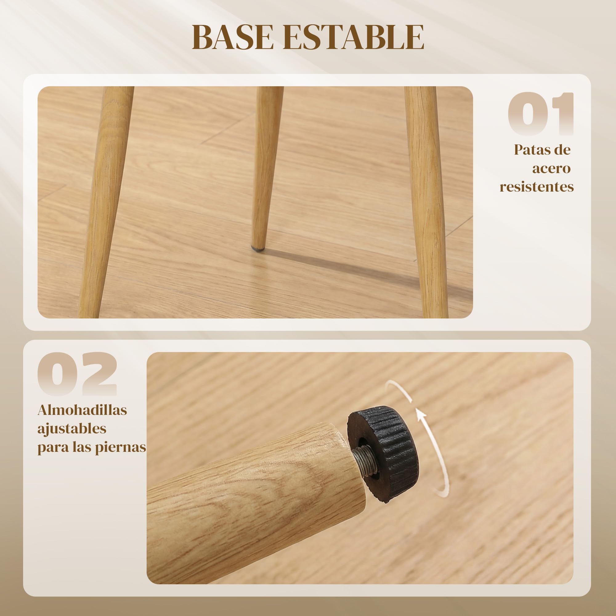 HOMCOM Juego de 2 Sillas de Comedor, Sillas de Cocina con Respaldo de PU de Imitación Ratán, Asiento Acolchado, Patas de Acero, para Salón, Marrón y Beige