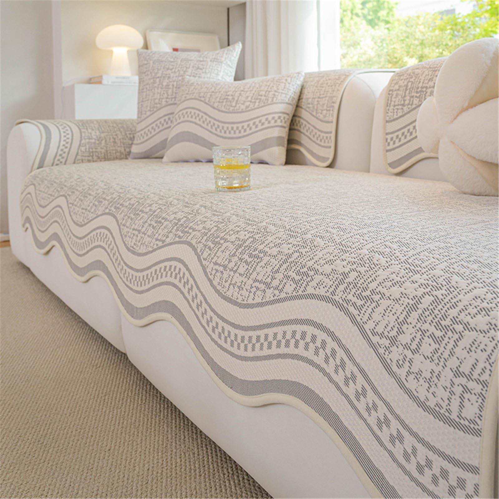 AWSQ23 Cooling Ice Silk Non-Slip Sofa Mat(Grey,90 * 70cm)