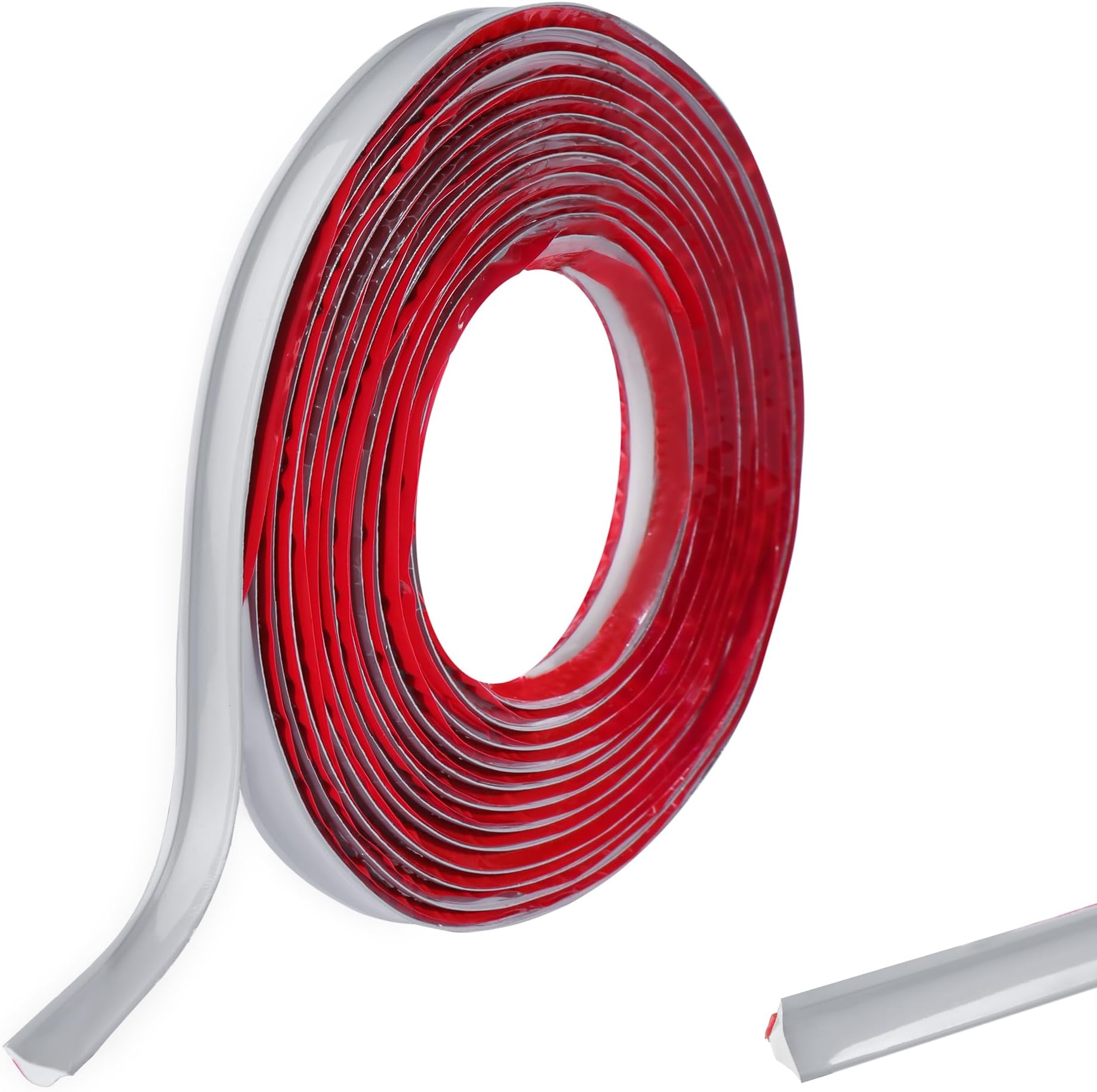 Grey PVC Quadrant Trim,Flexible Laminate Beading Self Adhesive Plastic Wall Corner Edging Strip for Worktop Ceiling Floor,Caulk Moulding Skirting Board Trim(2.5M,12mm*6mm)