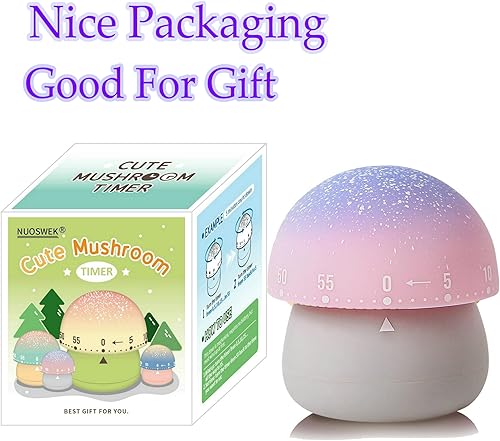 Miniatura 6 de Temporizador mecánico de cocina, bonito temporizador de hongos para niños, temporizador manual de cuenta regresiva de 60 minutos para aula, hogar,
