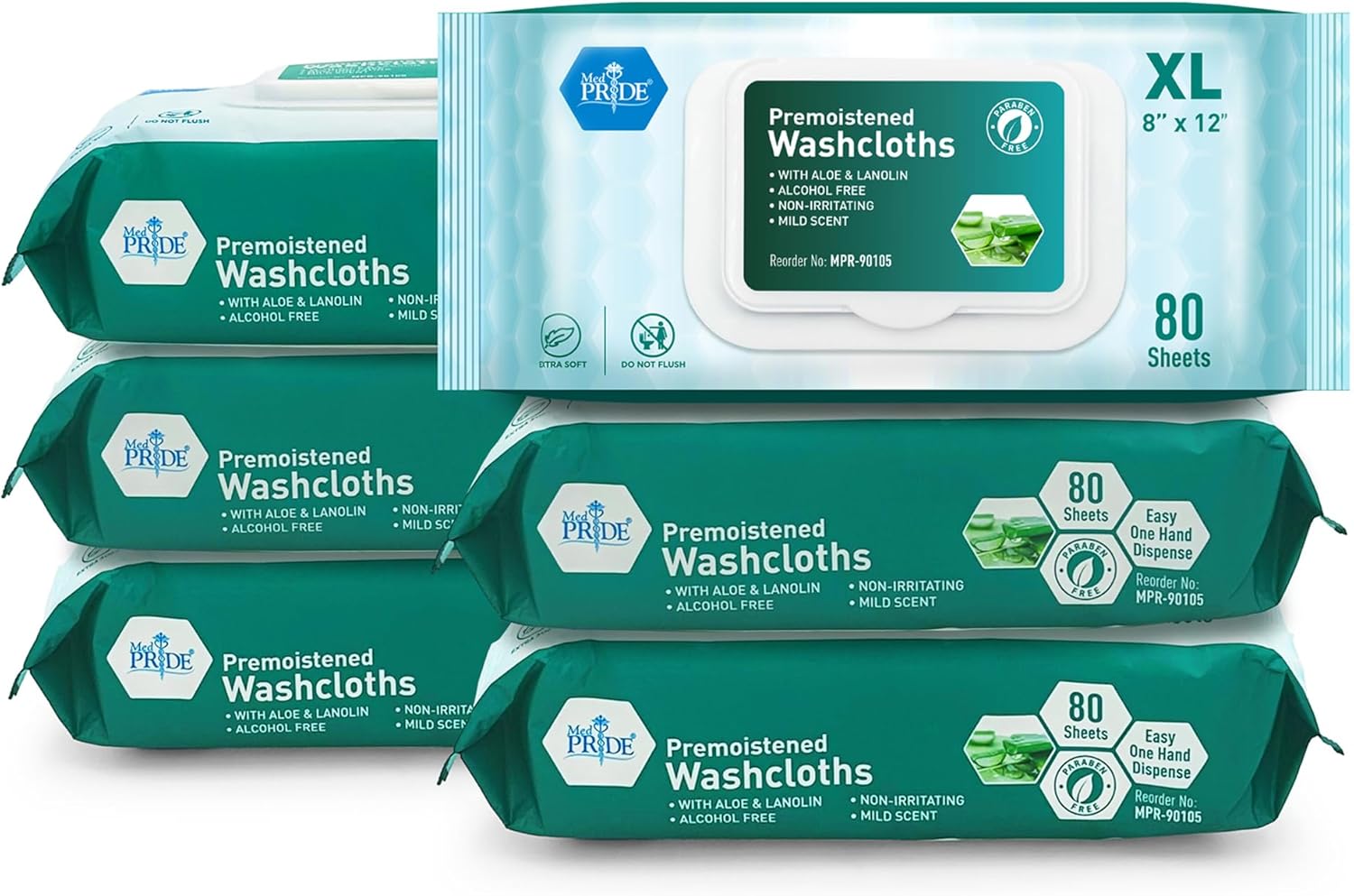 Medpride Disposable Premoistened Washcloths Adult Cloth Wipes for