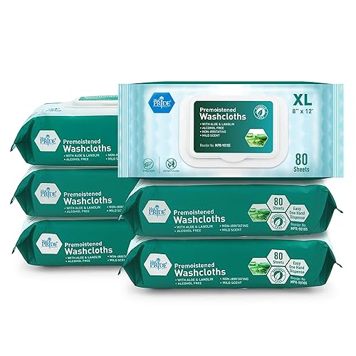 MED PRIDE Toallitas desechables extra suaves XL prehumedecidas para adultos, 8 x 12 pulgadas, toallitas de baño para pieles sensibles con aloe vera,