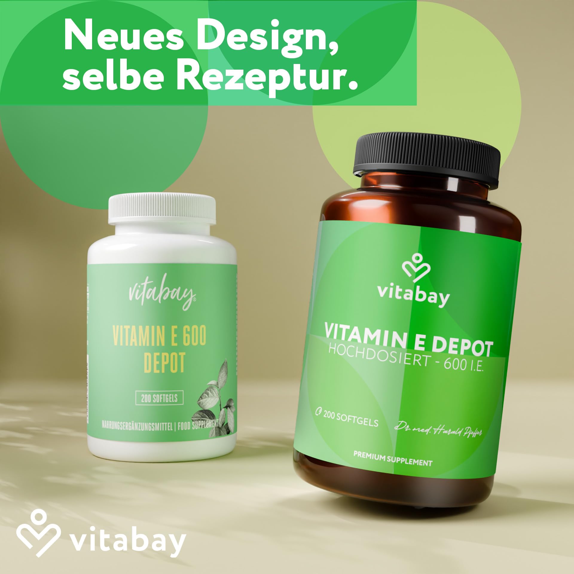 Vitabay Vitamin E 600 I.E. Depot – 200 vegane Softgel Kapseln – natürliches D-Alpha-Tocopherol – hochdosiert – schützt die Zellen vor oxidativem Stress – laborgeprüft – 12 Monate Vorrat