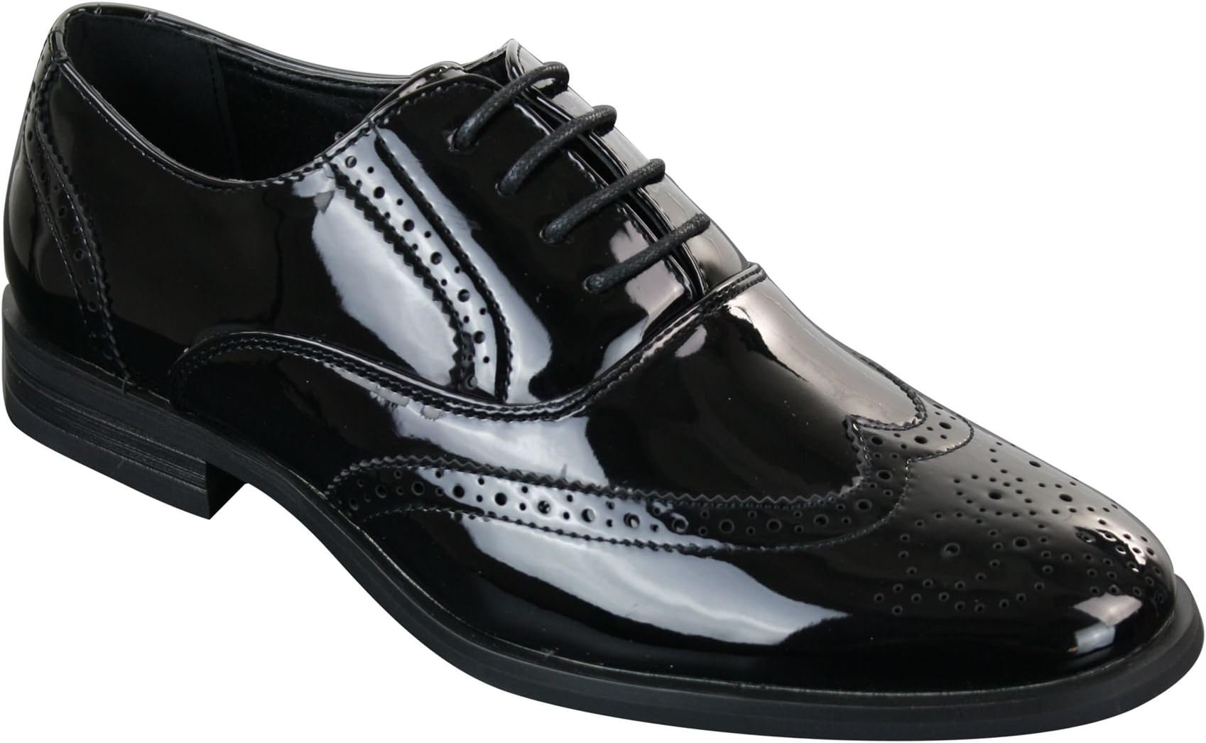 Mens Lace Patent Brogues Shoes Gatsby Classic 1920's Shiny White Black Red