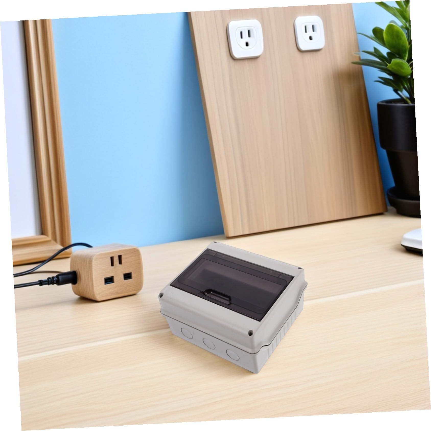 2 piezas Caja Distribución Eléctrica Exterior Vías con Ventana Transparente y Carril Din para Protección Breakers para Estaciones de Carga y Entornos Residenciales Comerciales