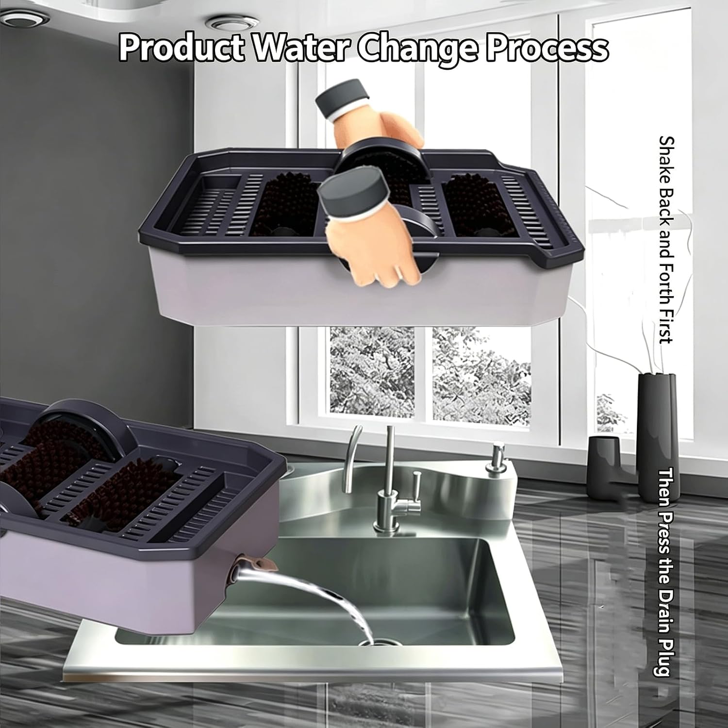 Shoe Sole Cleaning Machine, Outdoor Shoe Scraper Cleaner Brush, Detachable Design, with Large Water Tank/Separate Brush Design, No Electricity Required, for Home, Office & Cleanroom Entrances