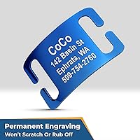 Vista 5 de GoTags - Collar con placa de identificación personalizable y ajustable para perro, placa de identificación de acero inoxidable grabada, silenciosa