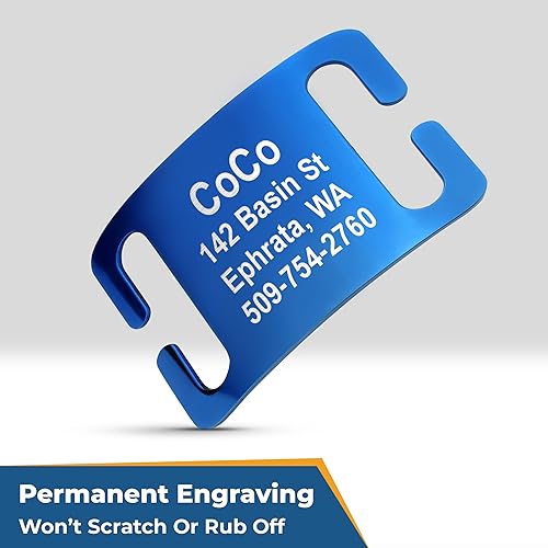 Miniatura 5 de GoTags - Collar con placa de identificación personalizable, reflectante y ajustable para perro, placa de identificación de acero inoxidable grabada,