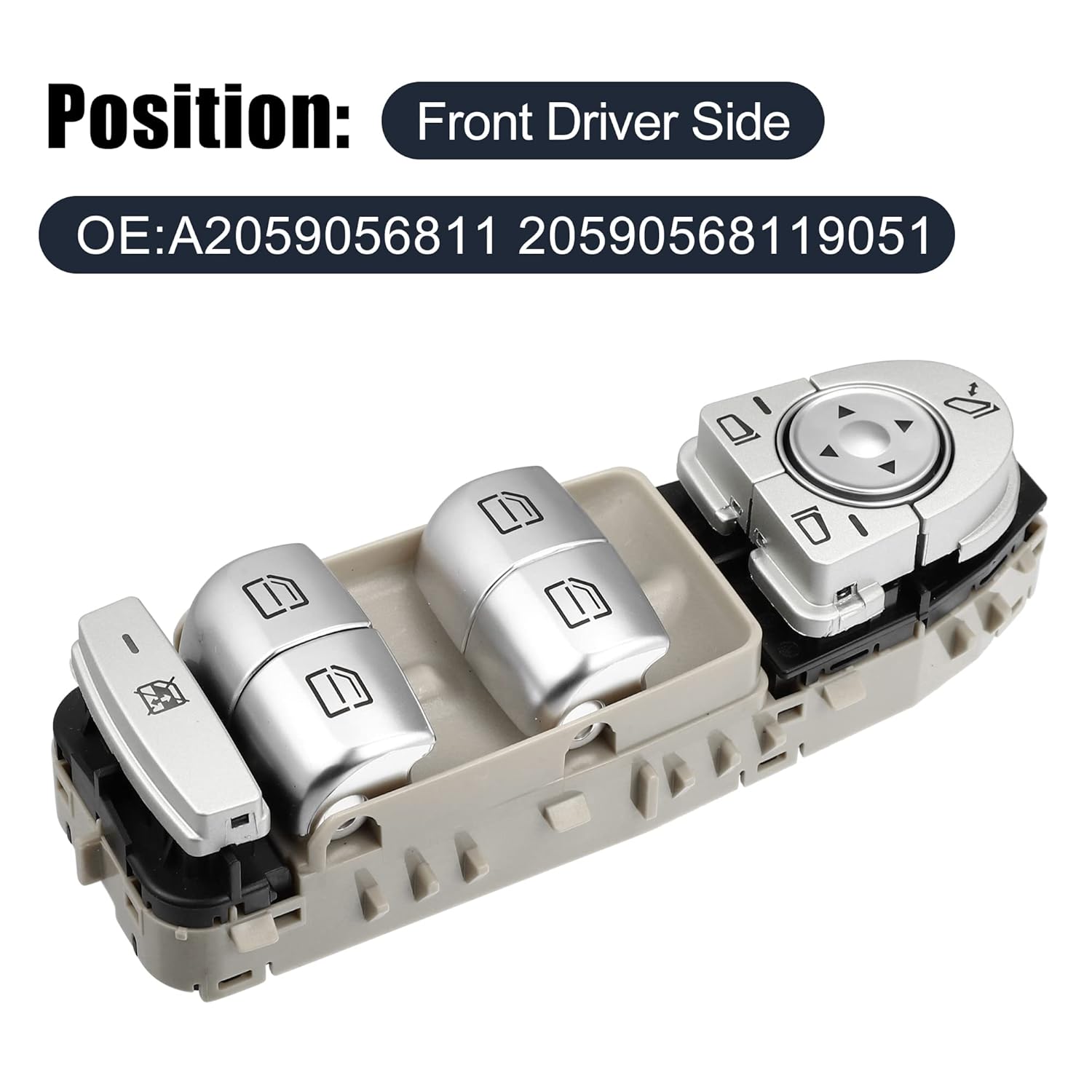 X AUTOHAUX Driver Side Power Window Switch Master A2059056811 20590568119051 for Mercedes-Benz C300 C350e C400 C450 C43 C63 GLC350e GLC63 2015-2020