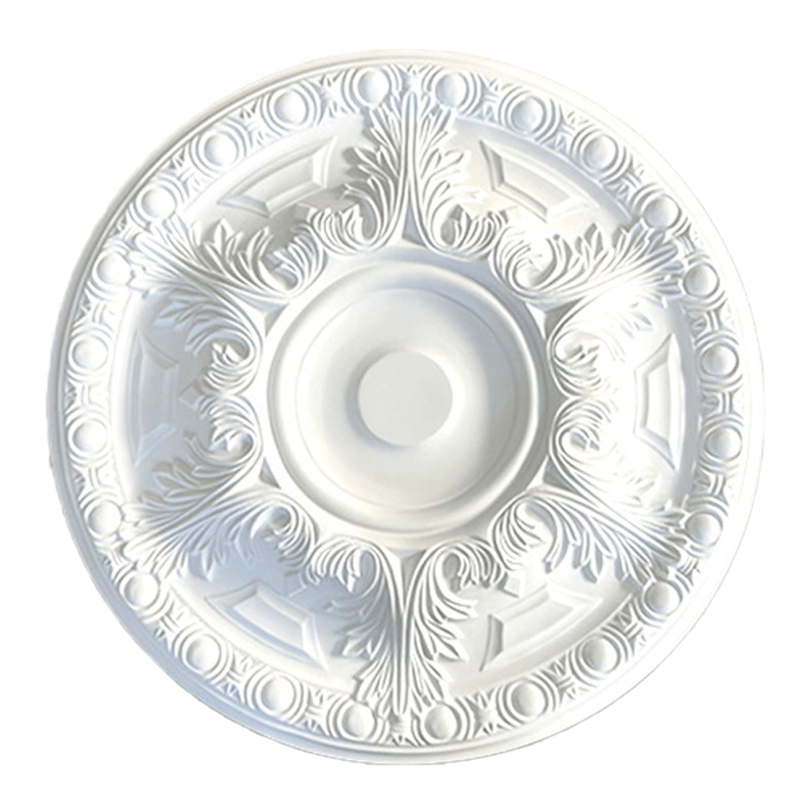 Foelanne White C White Round Pu Ceiling Medallion, Multiple Sizes 24.5-67Cm(,46Cm)
