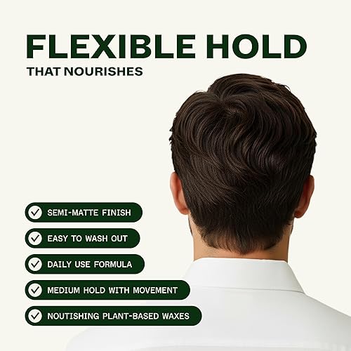 Miniatura 2 de Scandinavian Biolabs Arcilla híbrida flexible para hombres, agente de peinado del cabello, sujeción media, acabado natural, 7.055 onzas